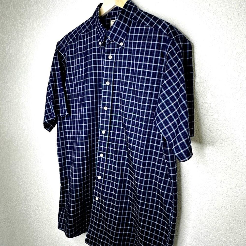 LL Bean Men’s Short Sleeve‎ Cotton Plaid Shirt Large Tall EUC
